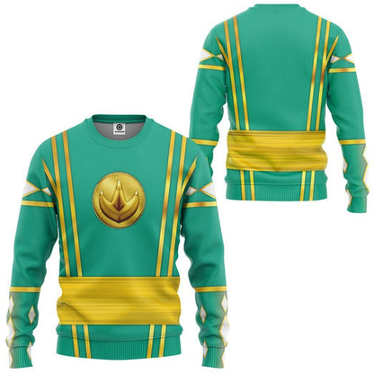 Green Ninja Mighty Morphin Power Rangers - Cosplay Costume Hoodie QT209435