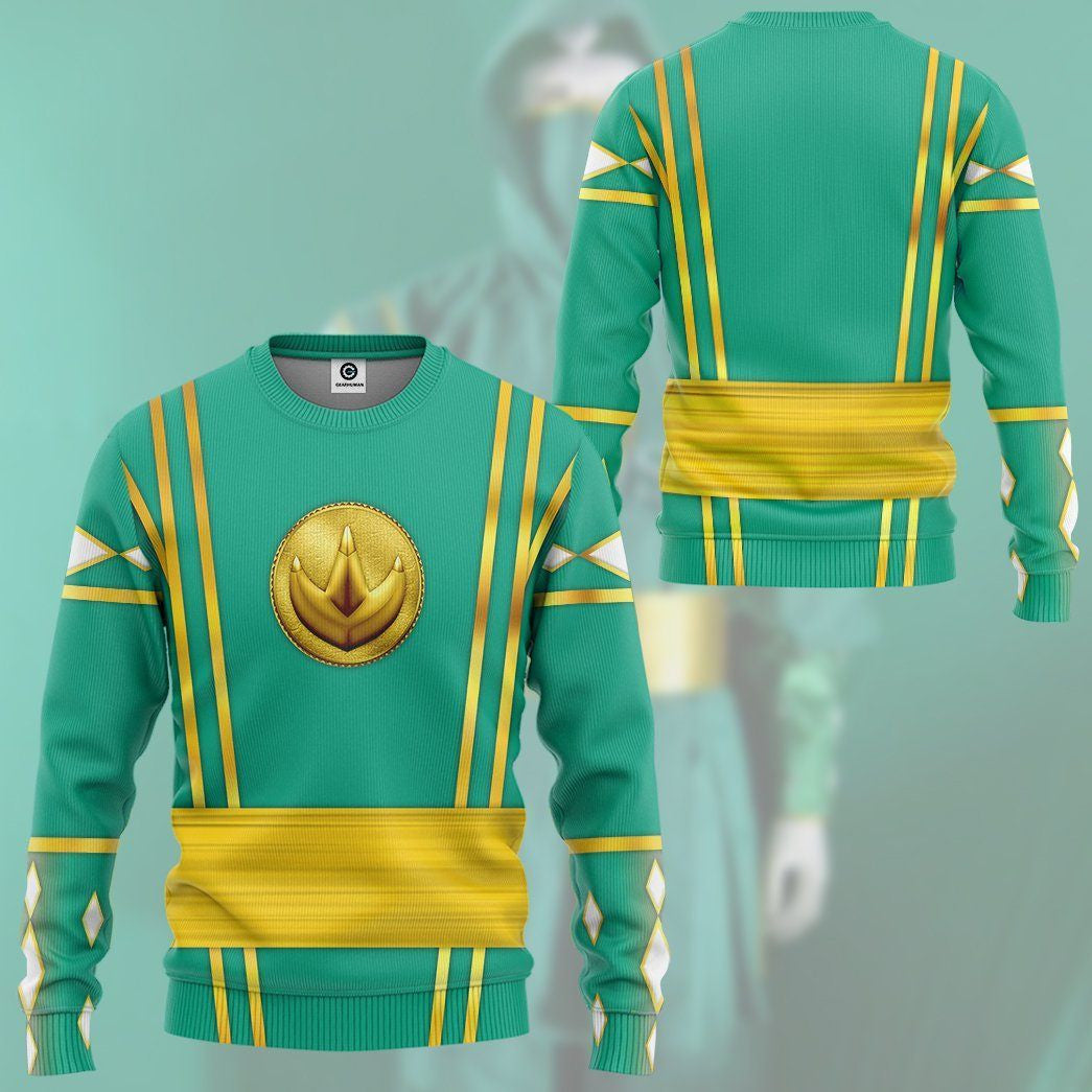 Green Ninja Mighty Morphin Power Rangers - Cosplay Costume Hoodie QT209435