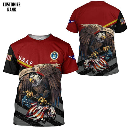  United States Air Force Veteran Red Custom Rank Tshirt Hoodie QT211131Hf