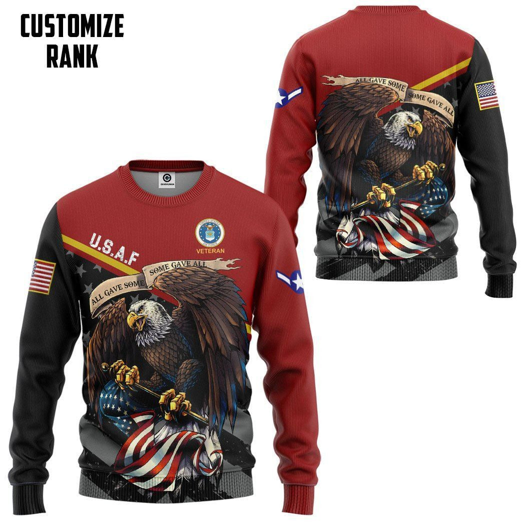  United States Air Force Veteran Red Custom Rank Tshirt Hoodie QT211131Hf