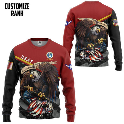  United States Air Force Veteran Red Custom Rank Tshirt Hoodie QT211131Hf
