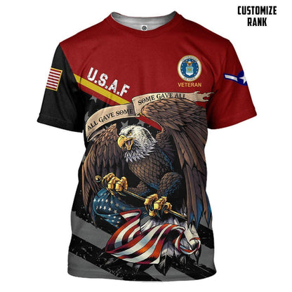  United States Air Force Veteran Red Custom Rank Tshirt Hoodie QT211131Hf