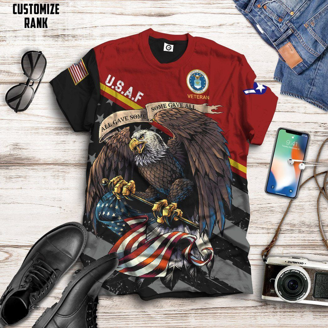 United States Air Force Veteran Red Custom Rank Hoodie QT211131Hf