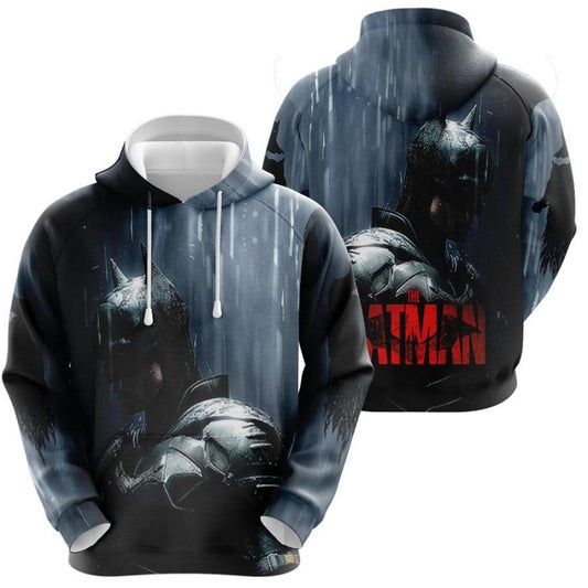 Batman Hoodie Dc The Batman In The Rain Graphic Hoodie Black Unisex - Cozy Hoodie For Cold Weather