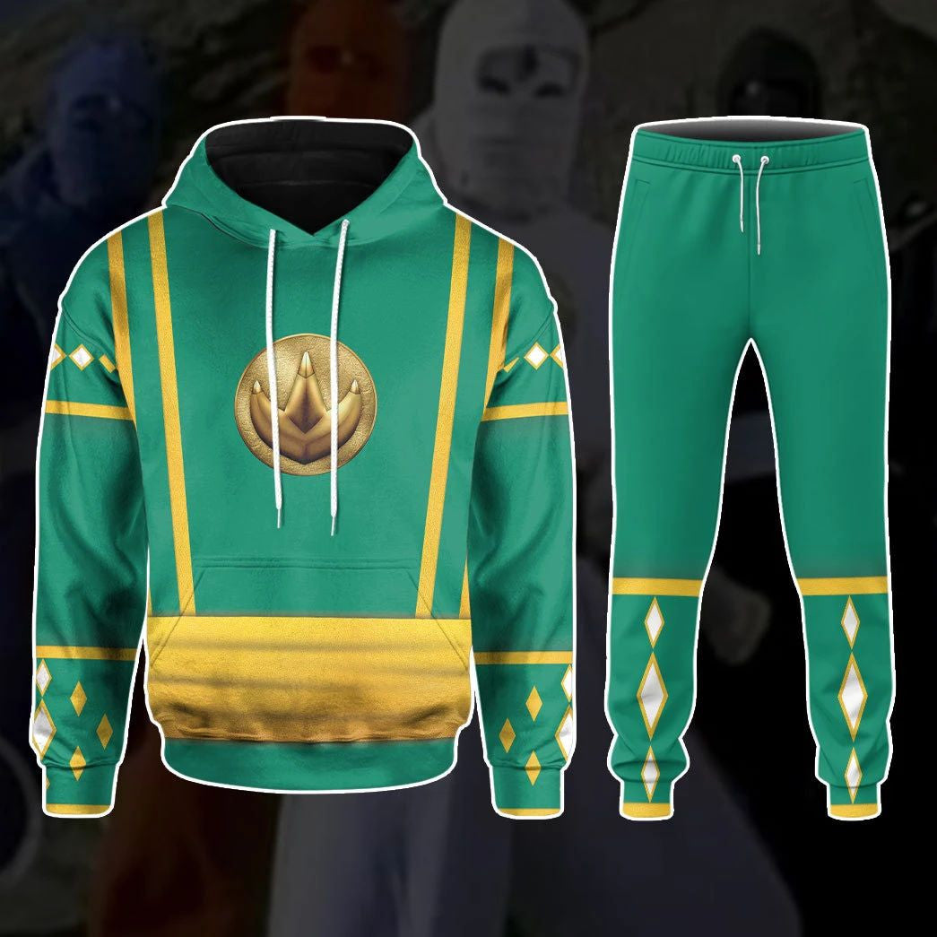 Green Ninja Mighty Morphin Power Rangers - Cosplay Costume Hoodie QT209362