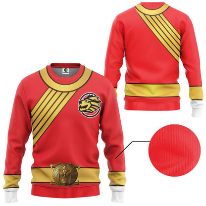 Red Wild Force Ranger Custom Cosplay Costume Hoodie QT208085Tf