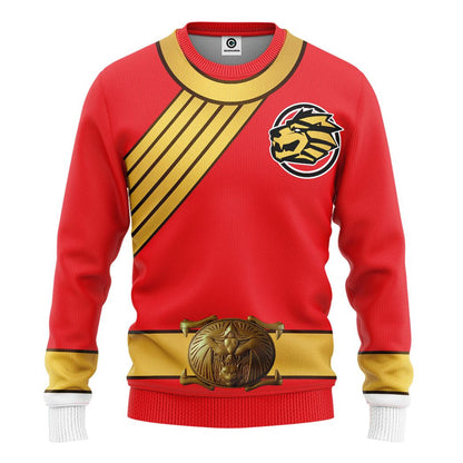 Red Wild Force Ranger Custom Cosplay Costume Hoodie QT208085Tf