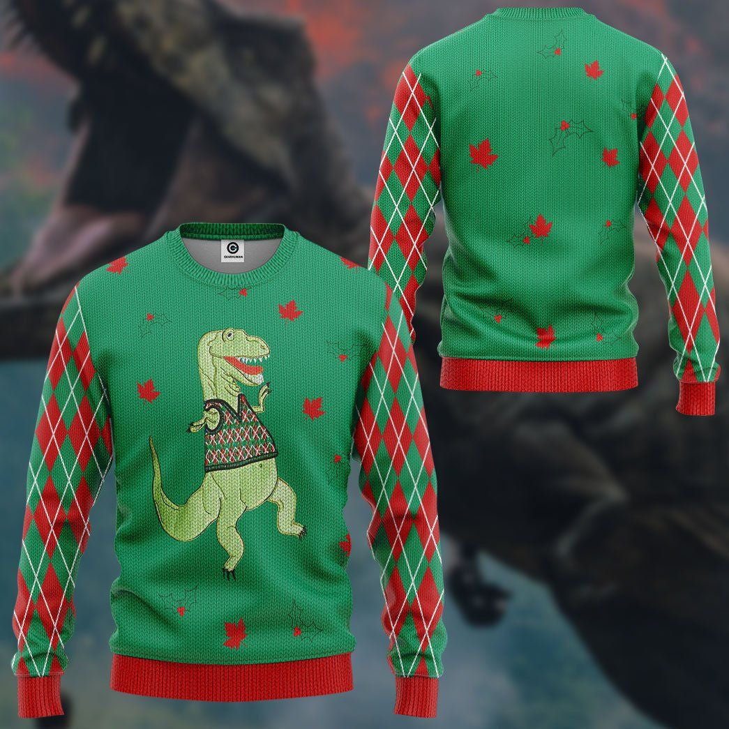 Dinosaur Ugly Sweater Custom Hoodie QT207071Hc