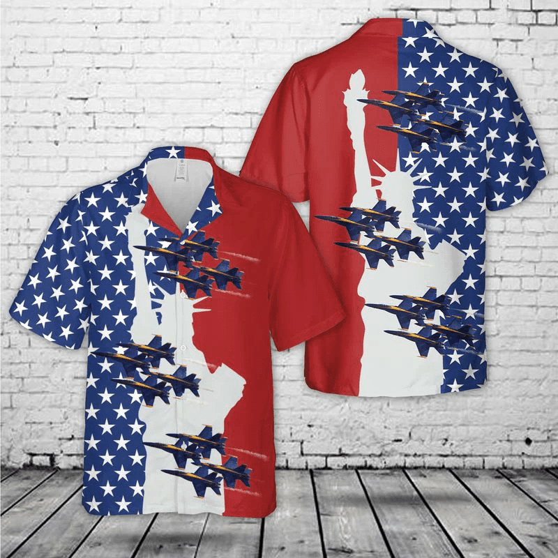 US Navy Blue Angels F A-18 Hornets, 4th Of July Hawaiian Shirt