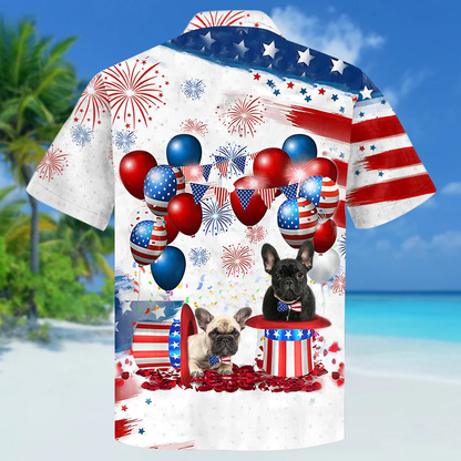 French bulldog Independence Day Hawaiian Shirt, Dog Hawaii Beach Shirt Short Sleeve For 4Th Of July