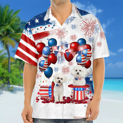 Bichon Frise Independence Day Hawaiian Shirt, Dog Hawaii Beach Shirt Short Sleeve For 4Th Of July