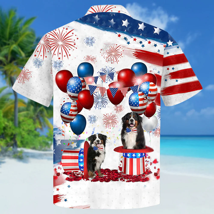 Bernese Mountain Dog Independence Day Hawaiian Shirt, Dog Hawaii Beach Shirt Short Sleeve For 4Th Of July