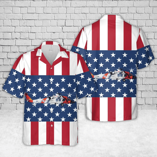 U.S. Coast Guard Sikorsky MH-60T Jayhawk (S-70B-5), 4th Of July Hawaiian Shirt