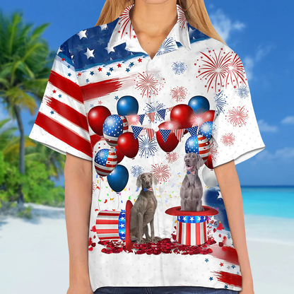 Weimaraner03 Independence Day Hawaiian Shirt, Dog Hawaii Beach Shirt Short Sleeve For 4Th Of July
