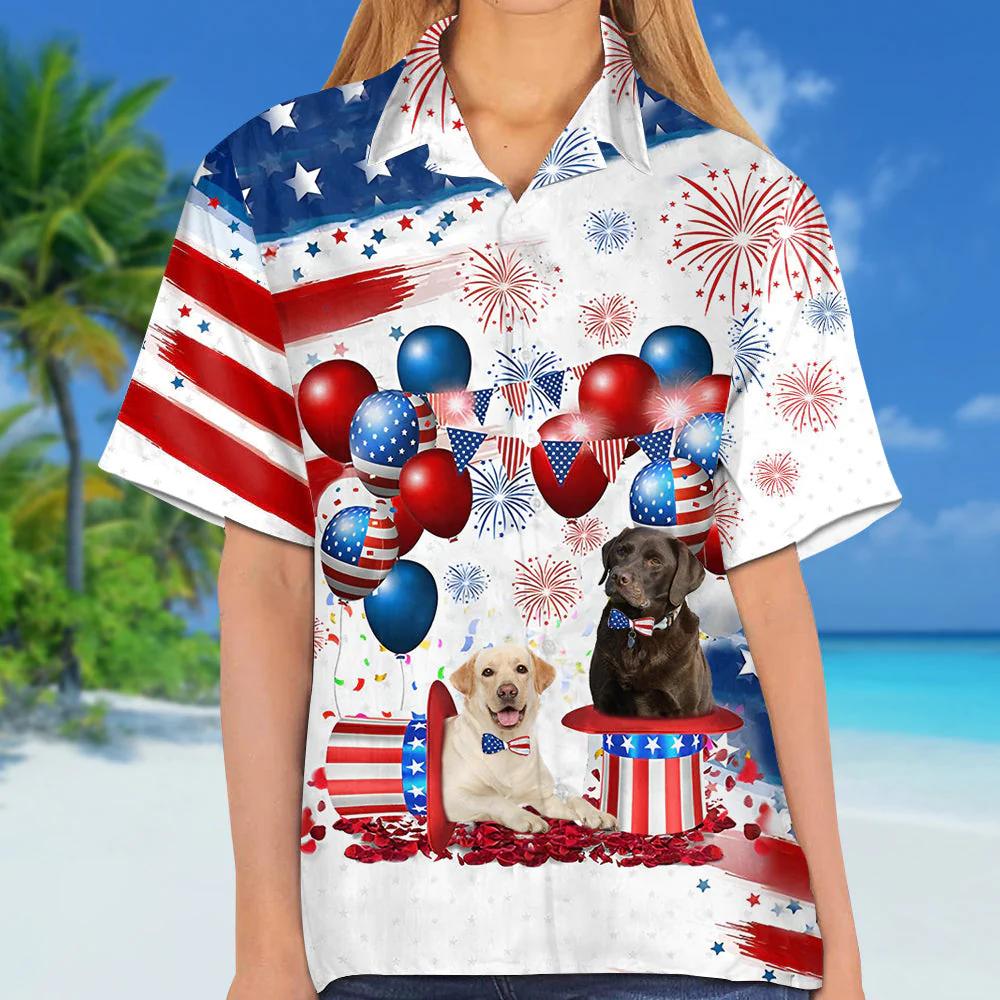 Labrador Retriever Independence Day Hawaiian Shirt, Dog Hawaii Beach Shirt Short Sleeve For 4Th Of July