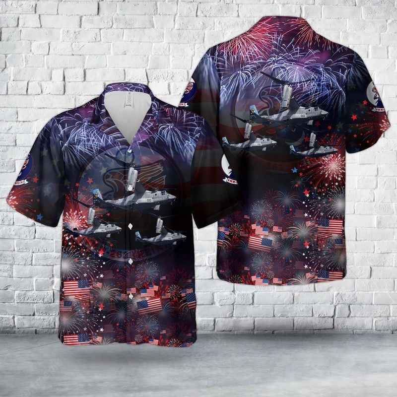 US Marine Corps VMM-263 (Rein) MV-22B Osprey, 4th Of July Hawaiian Shirt