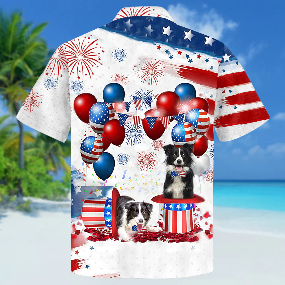 Border Collie Independence Day Hawaiian Shirt, Dog Hawaii Beach Shirt Short Sleeve For 4Th Of July