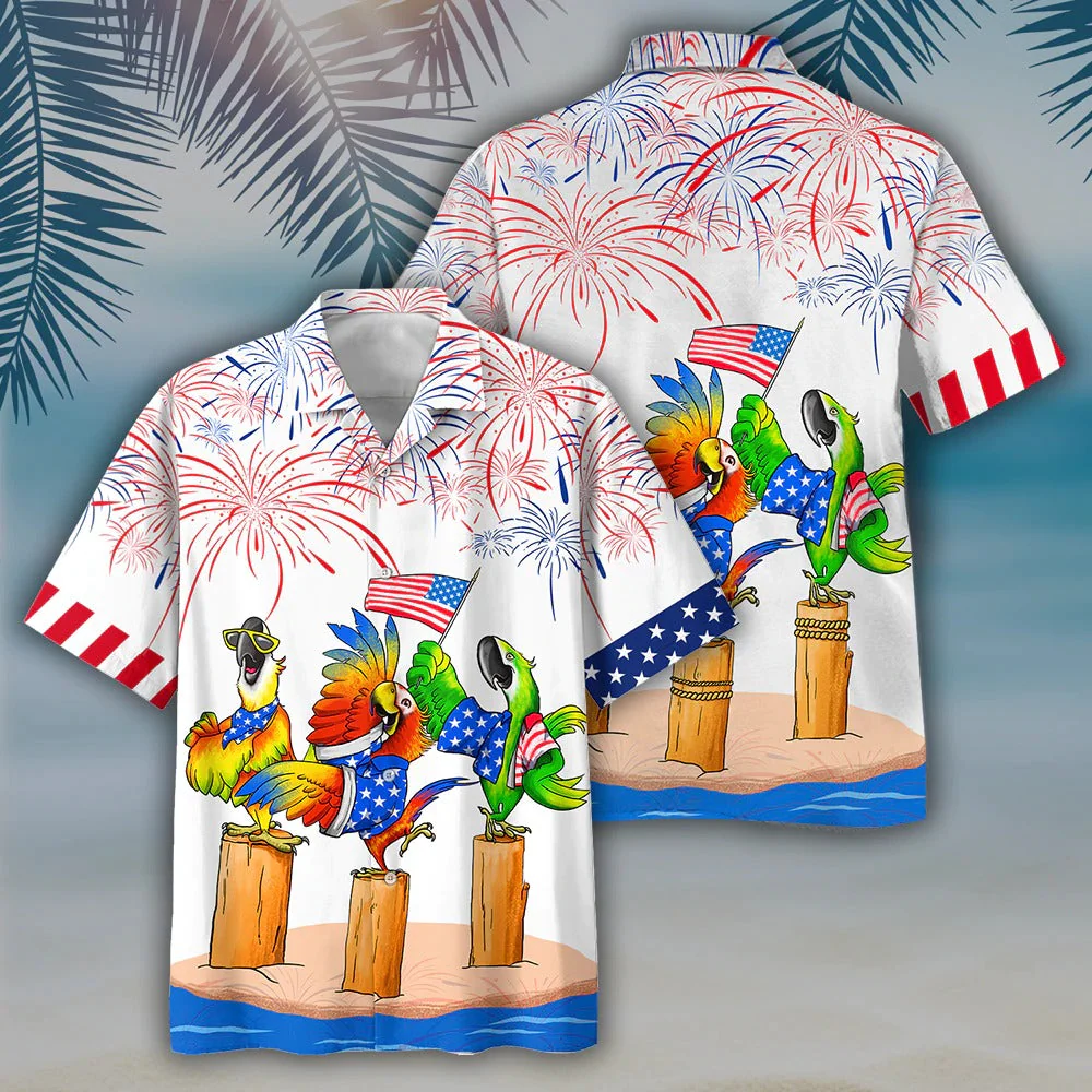 Parrot Hawaiian Shirts - Independence Day Is Coming, Cool Hawaiian Aloha Beach Shirt For 4Th Of Jul