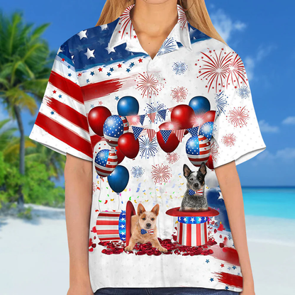 Australian Cattle Independence Day Hawaiian Shirt, Dog Hawaii Beach Shirt Short Sleeve For 4Th Of July