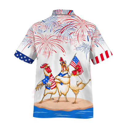 Chicken Hawaiian Shirts Independence Day Is Coming, 4Th Of July Funny Chicken Hawaii Aloha Beach Shirt, Chicken Lovers