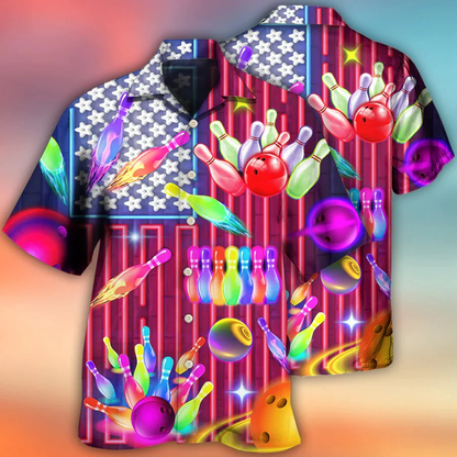 3D Bowling Hawaiian Shirt, Colorful Bowling Roll Hawaiian Shirt, Bowling Independence Day Aloha Shirt For Men - Perfect Gift For Bowling Lovers, Bowlers