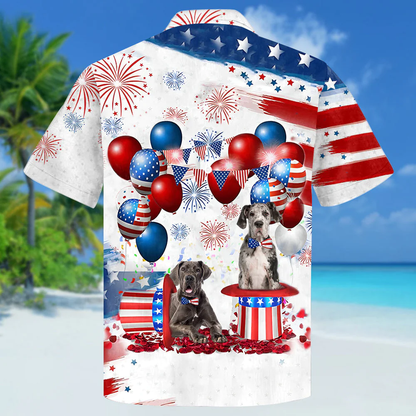 Great Dane Independence Day Hawaiian Shirt, Dog Hawaii Beach Shirt Short Sleeve For 4Th Of July