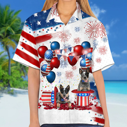 Heeler Independence Day Hawaiian Shirt, Dog Hawaii Beach Shirt Short Sleeve For 4Th Of July