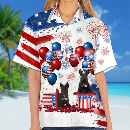 Scottish Terrier Independence Day Hawaiian Shirt, Dog Hawaii Beach Shirt Short Sleeve For 4Th Of July