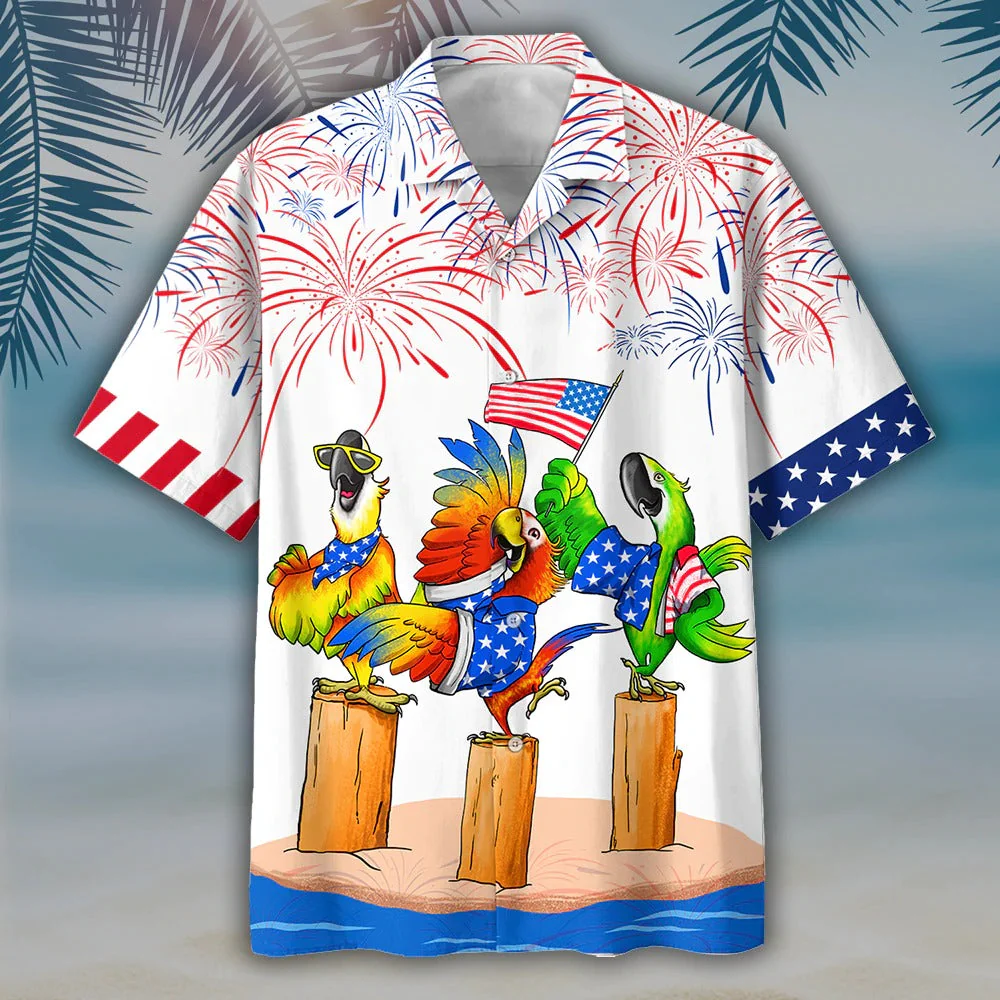 Parrot Hawaiian Shirts - Independence Day Is Coming, Cool Hawaiian Aloha Beach Shirt For 4Th Of Jul