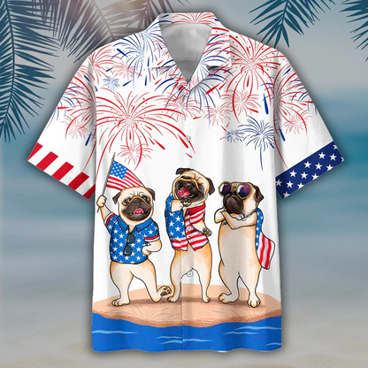 Pug Hawaiian Shirts - Independence Day Is Coming, Happy 4Th Of July American Pug Hawaii Shirt, Aloha Dog Shirt