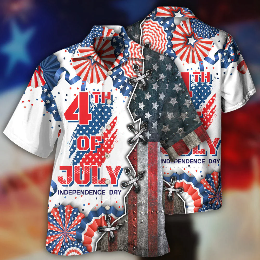Independence Day 4Th Of July All Printed 3D Hawaiian Shirt, Flag Pattern Hawaiian Shirt