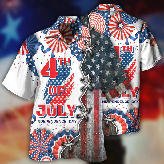 Independence Day 4Th Of July All Printed 3D Hawaiian Shirt, Flag Pattern Hawaiian Shirt