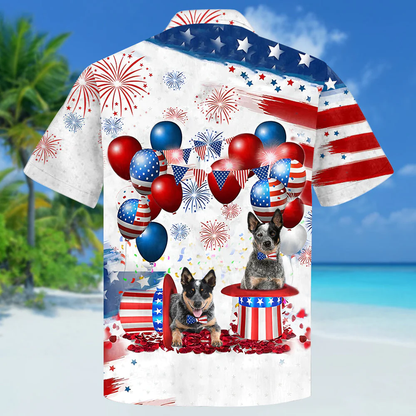 Heeler Independence Day Hawaiian Shirt, Dog Hawaii Beach Shirt Short Sleeve For 4Th Of July