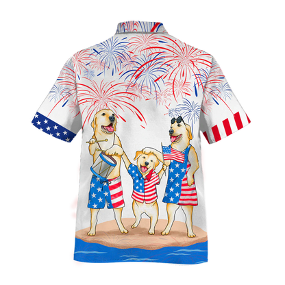 Labrador Family Hawaiian Shirt For Independence Day 4Th Of Jul, Patriotic Hawaiian Shirt For Men And Woman, Dog Hawaii Shirt