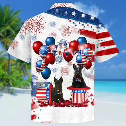 Scottish Terrier Independence Day Hawaiian Shirt, Dog Hawaii Beach Shirt Short Sleeve For 4Th Of July