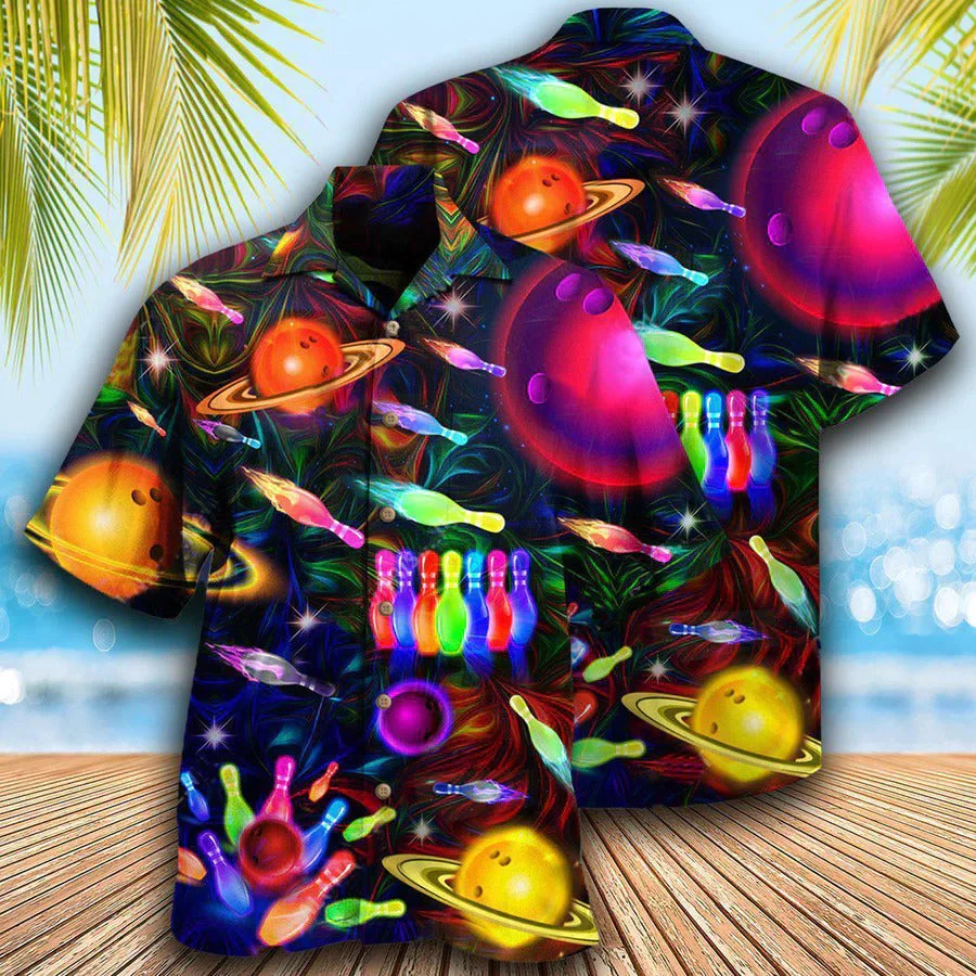 3D Bowling Hawaiian Shirt, Colorful Bowling Roll Hawaiian Shirt, Bowling Independence Day Aloha Shirt For Men - Perfect Gift For Bowling Lovers, Bowlers