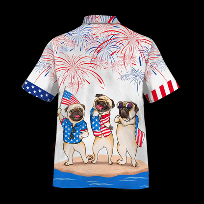 Pug Hawaiian Shirts - Independence Day Is Coming, Happy 4Th Of July American Pug Hawaii Shirt, Aloha Dog Shirt