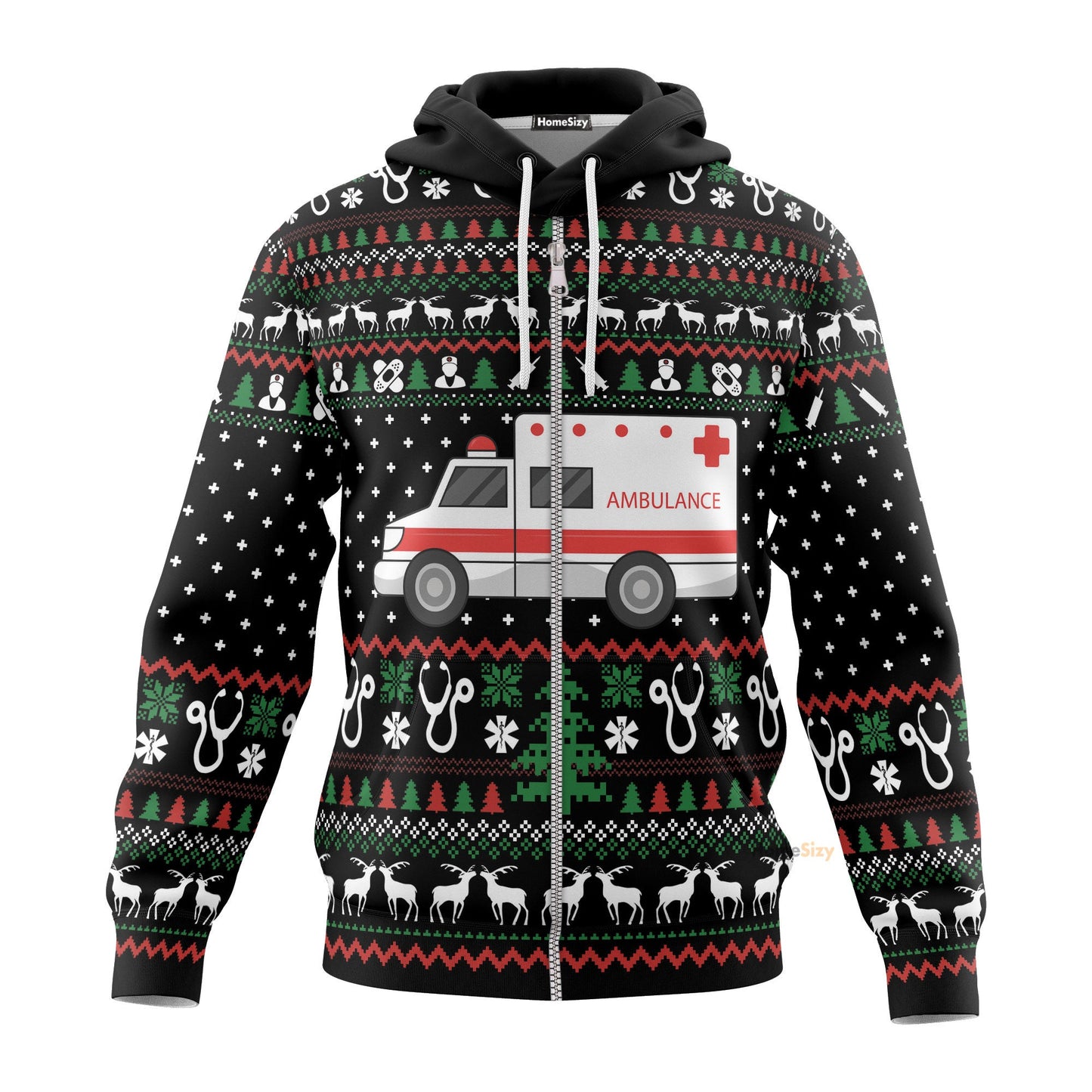  Paramedic Logo Ambulance Ugly Sweater Christmas Pattern Custom Hoodie QT308015