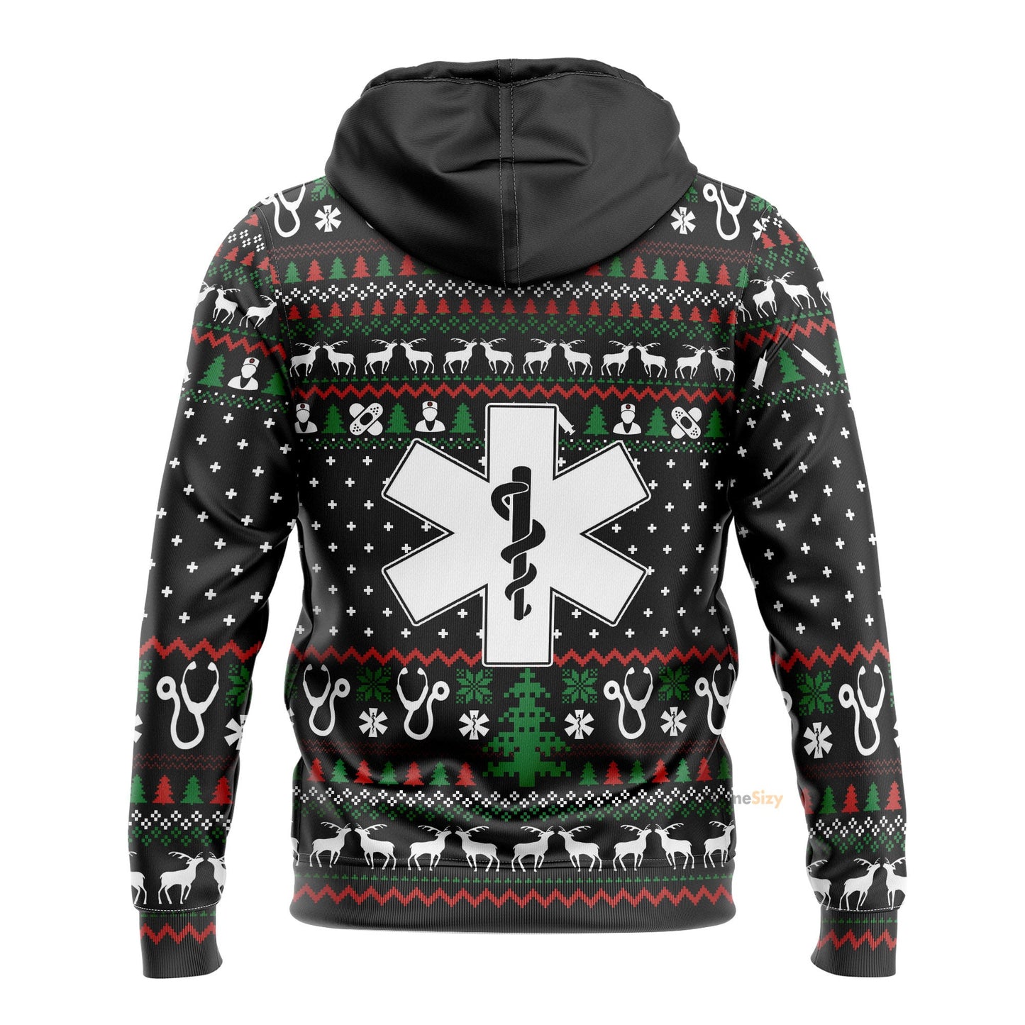  Paramedic Logo Ambulance Ugly Sweater Christmas Pattern Custom Hoodie QT308015