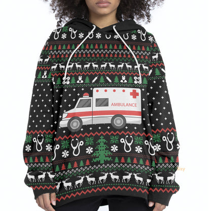  Paramedic Logo Ambulance Ugly Sweater Christmas Pattern Custom Hoodie QT308015