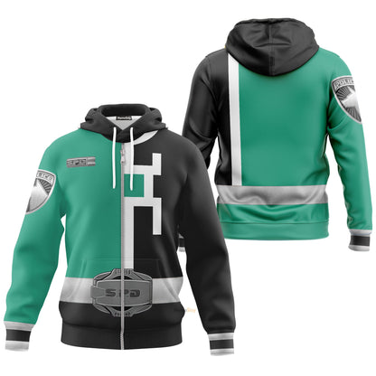 Green Power Rangers S.P.D. Custom Cosplay Costume Hoodie