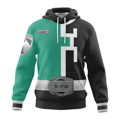 Green Power Rangers S.P.D. Custom Cosplay Costume Hoodie