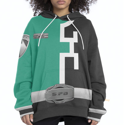Green Power Rangers S.P.D. Custom Cosplay Costume Hoodie