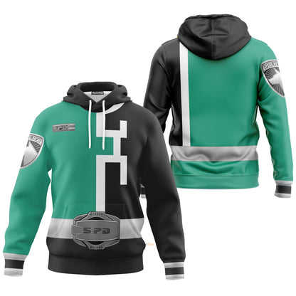 Green Power Rangers S.P.D. Custom Cosplay Costume Hoodie