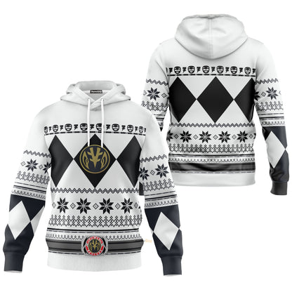 White Mighty Morphin Power Rangers V1 - Cosplay Costume Hoodie QT211320