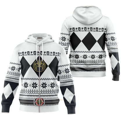 White Mighty Morphin Power Rangers V1 - Cosplay Costume Hoodie QT211320