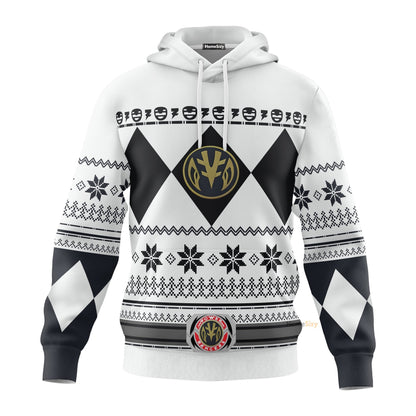 White Mighty Morphin Power Rangers V1 - Cosplay Costume Hoodie QT211320