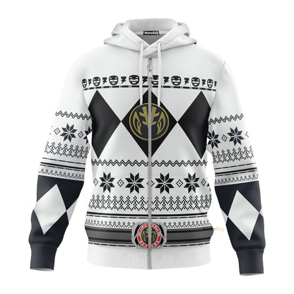 White Mighty Morphin Power Rangers V1 - Cosplay Costume Hoodie QT211320