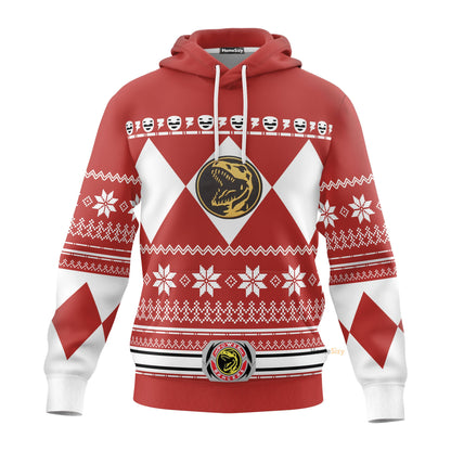 Red Mighty Morphin Power Rangers V1 - Cosplay Costume Hoodie QT210736