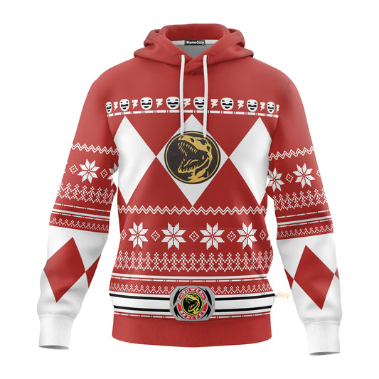 Red Mighty Morphin Power Rangers V1 - Cosplay Costume Hoodie QT210736